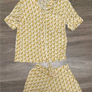 Isaac Mizrahi Giraffe Collared Pj Set With Pockets 🦒🦒🦒